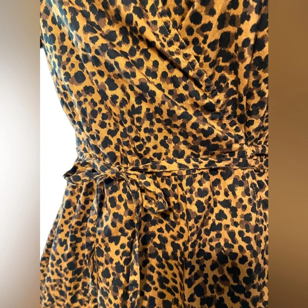 Madewell Flutter Sleeve Leopard Print Cotton Wrap… - image 3